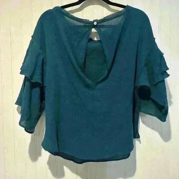 Free people boho oversized ruffle sleeve top NWT SZ. Xs. Lagan look - Picture 2 of 8